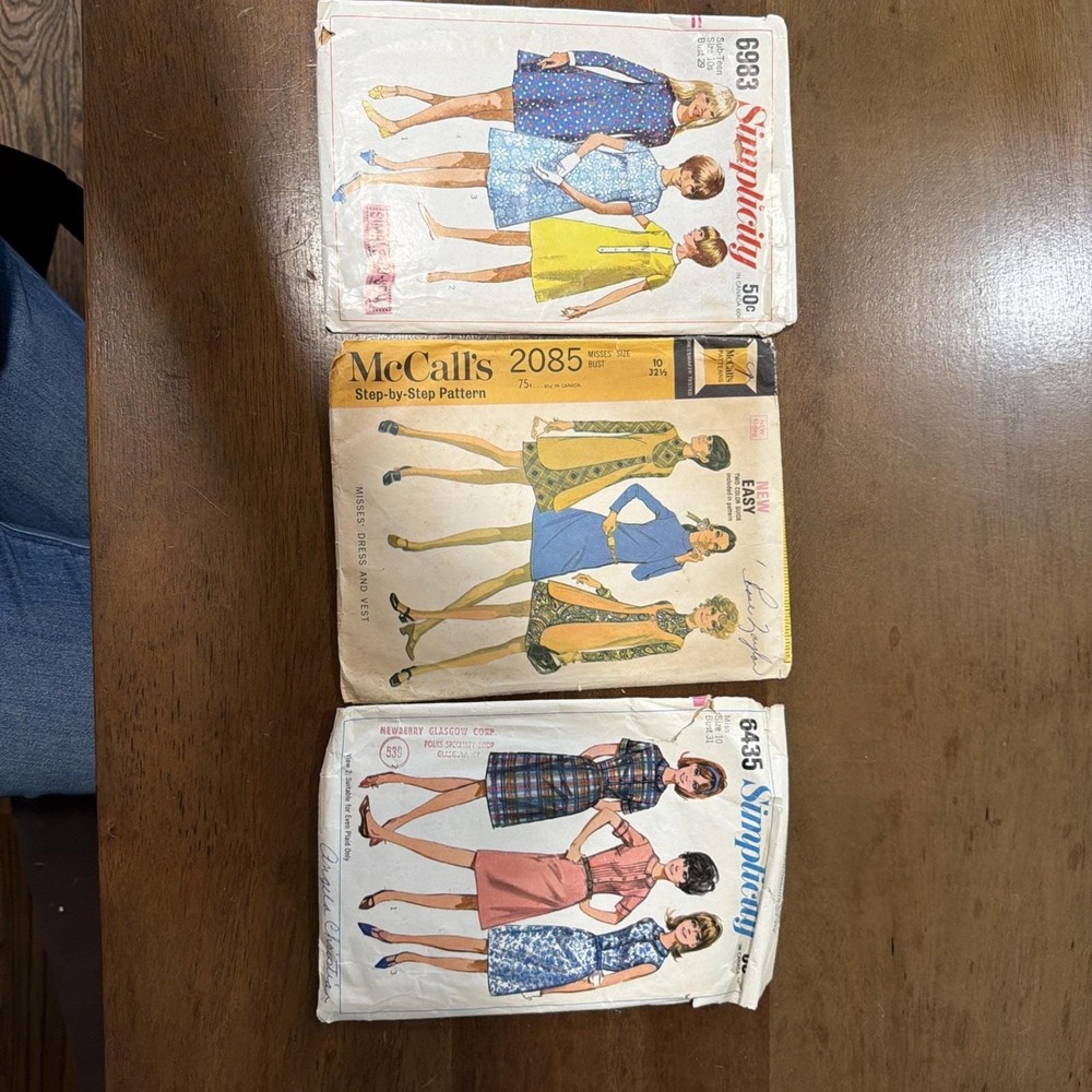 3- Vintage 1960's Sewing Patterns Teen/Misses SZ 10 Simplicity, McCall's